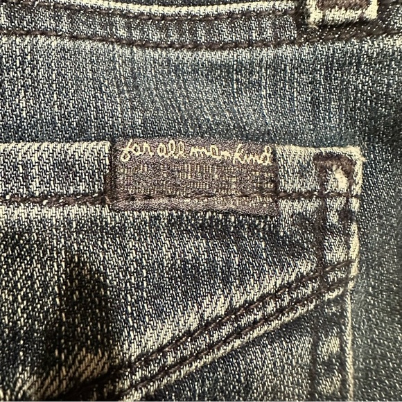 7 For All Mankind Denim Mini Skirt Stretch Sparkle Pockets Women’s Size 27 - Picture 7 of 11